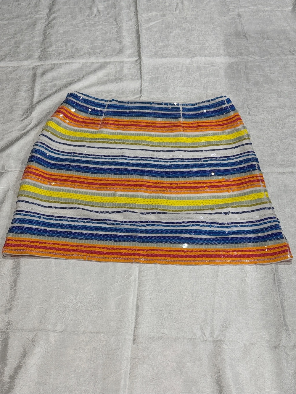 Vineyard Vines Sequin Rainbow Stripe Mini Skirt Silk Beaded Skirt Size 0 - Picture 5 of 8